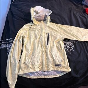 REI Pale Yellow Hooded Rain Jacket